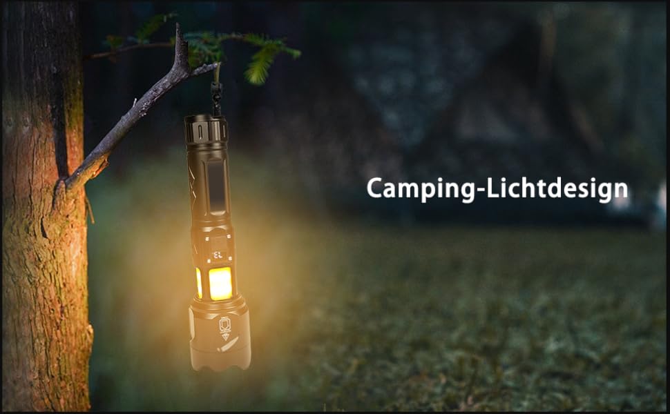 Ліхтар LED KZK 500000 Люмен, Потужний, Zoom, 360° COB, IP67 Водостійкий, 7 Режимів, для Кемпінгу, Риболовлі, Аварійних Ситуацій, на Відкритому Повітрі