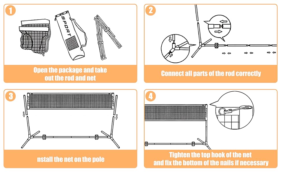Набір для бадмінтону та піклболу AKOZLIN: регульована висота, сумка для перенесення, універсальне поле для бадмінтону, волейболу, тенісу, піклболу та футбольного тенісу