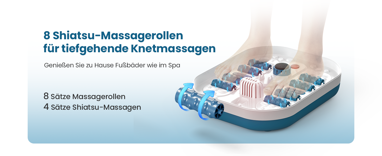 Зручне ванночка для ніг Comfier з масажем, підігрівом та функцією бульбашок | Складаний масажер для ніг | Вібрація, функція бульбашок, таймер, пемза для педикюру, 35°C-48°C, 8 Shiatsu роліків (Чорний, Синій)