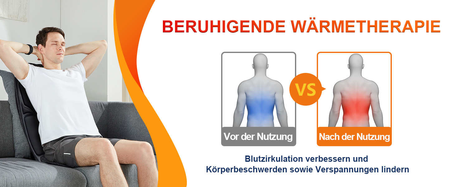 Масажна подушка з підігрівом та 8 вібраційних моторів для спини та шиї, для дому та офісу, чорна