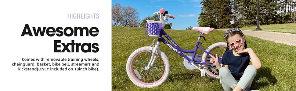 JOYSTAR Fairy - дитяче велосипед 16 дюймів для дівчаток 5-7 років, з стабілізатором та кошиком, ліловий