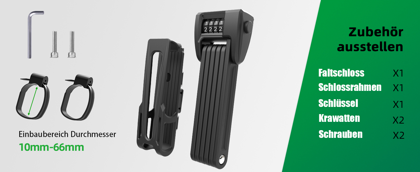 Фарбове замок RBRL Faltschloss з кріпленням для AirTag, 90 см. Висока безпека, числовий замок для електровелосипеда, MTB та шосе