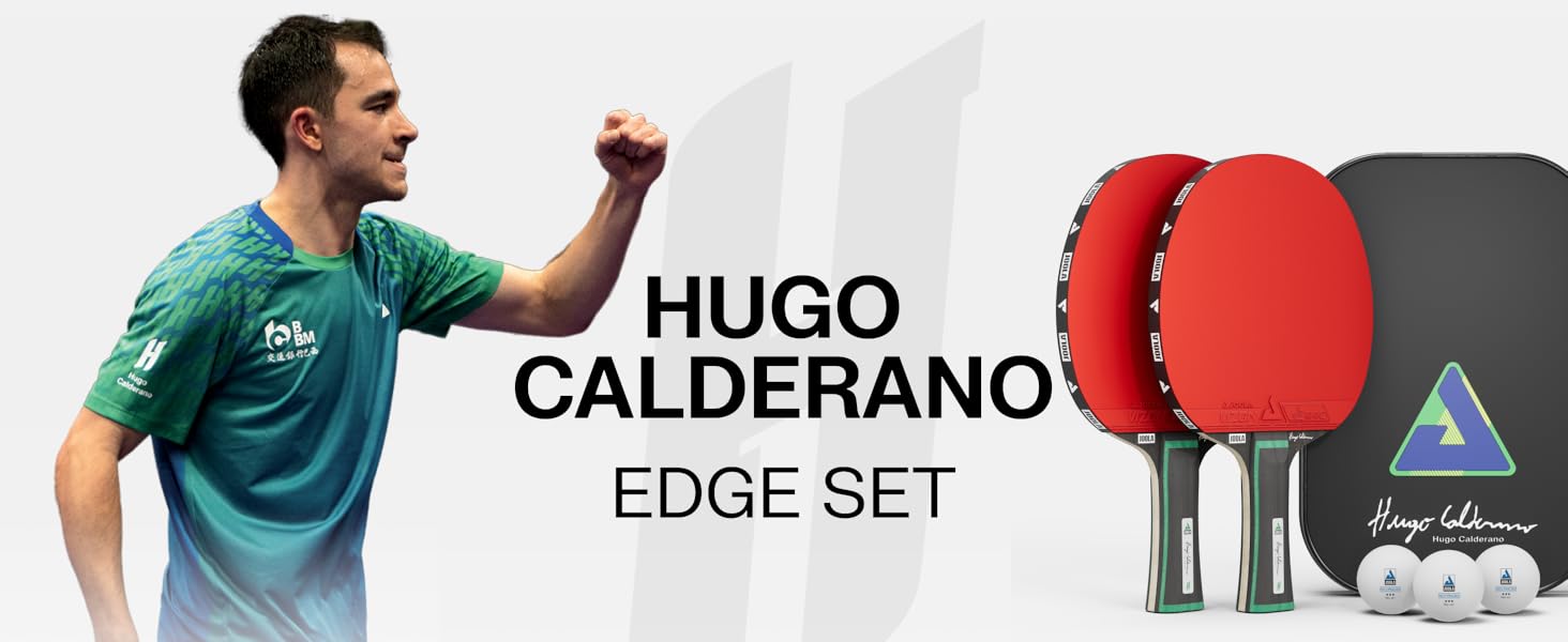 Набір для настільного тенісу JOOLA Hugo Calderano Edge: 2 ракетки + 3 м'ячі + чохол - 6 предметів