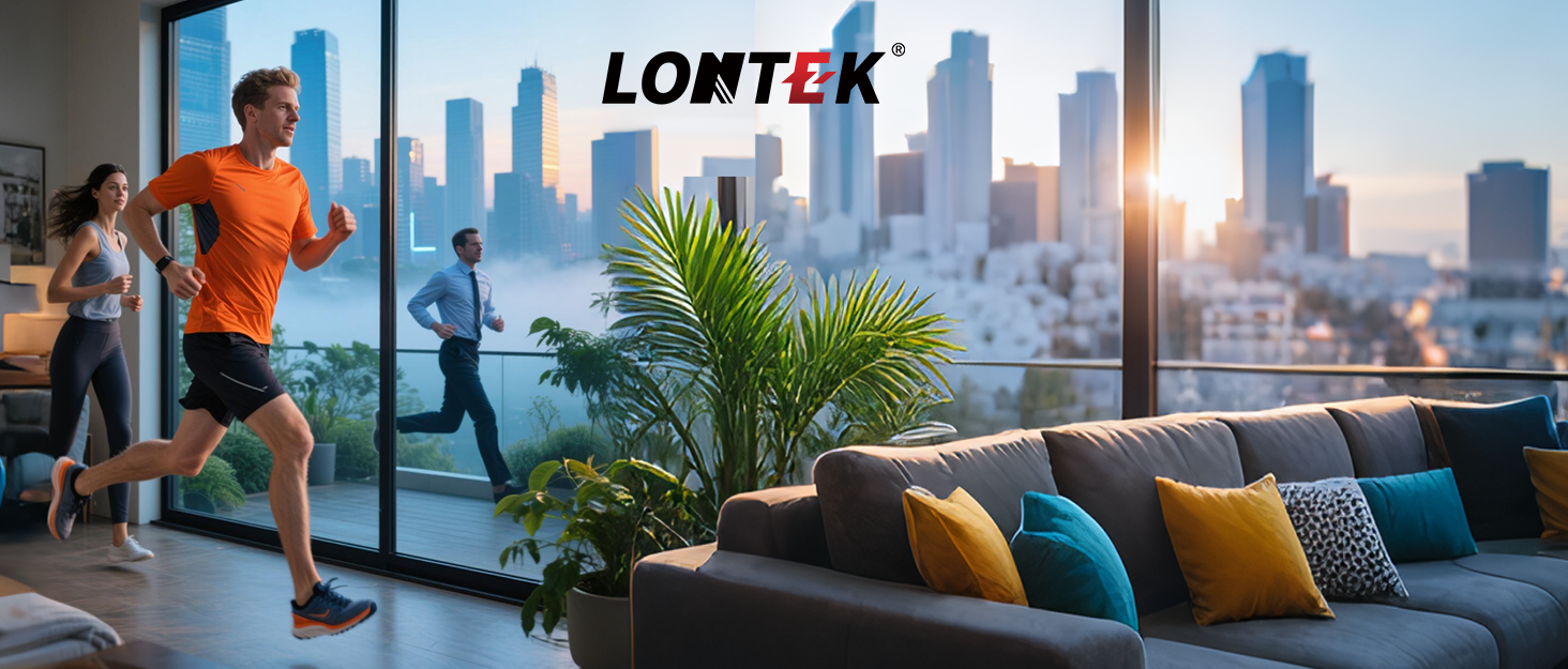 Біговий тренажер LONTEK для дому, складаний, 12 км/год, з монітором серцевого ритму, 12 програм тренувань, максимальне навантаження 136 кг, чорний