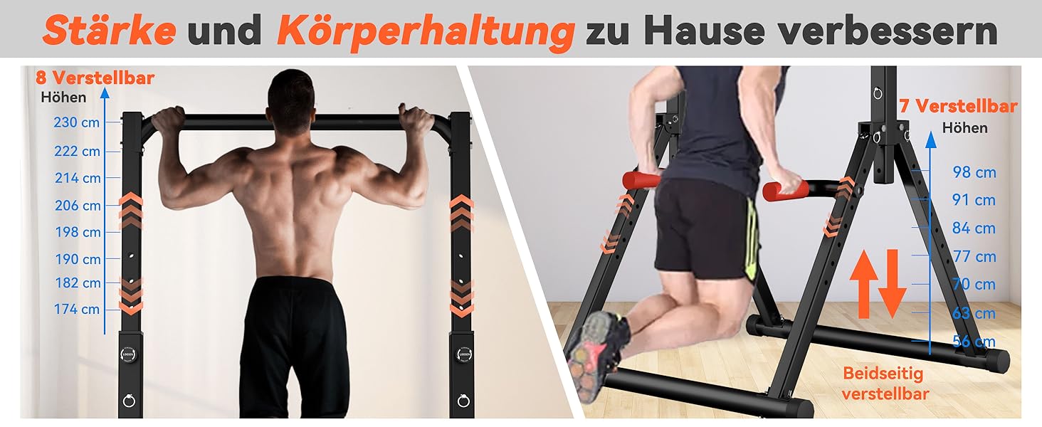 Спортивний турнік Klimmzugstange Freistehend Power Tower Dip Station, регульований, чорний
