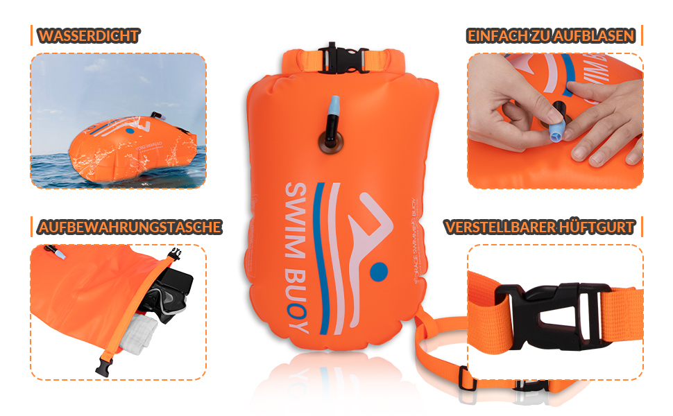 Герметична сумка-буй для плавання Eyein 20L, водонепроникний Dry Bag з ременем для триатлону, каякінгу та снорклінгу, жовтий