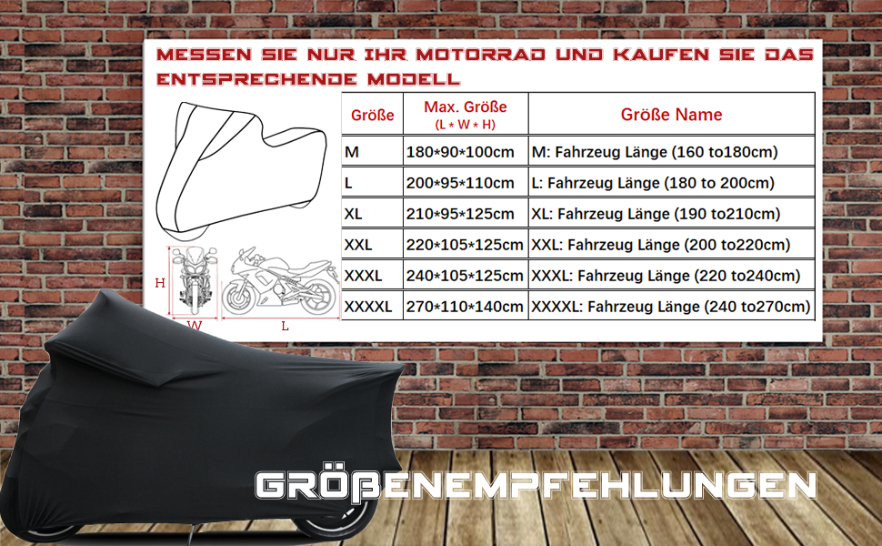 Покривало для мотоцикла та скутера в гараж (XXL, чорний) — дихаюча еластична тканина для захисту від пилу, 200-221 см