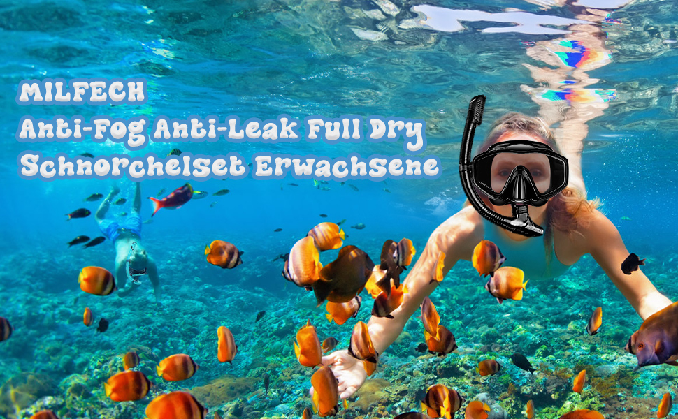 Набір для снорклінгу для дорослих: маска, трубка та ласти. Суха трубка, антизапітніюча маска з загартованого скла. Для плавання, снорклінгу та дайвінгу. Чорний колір