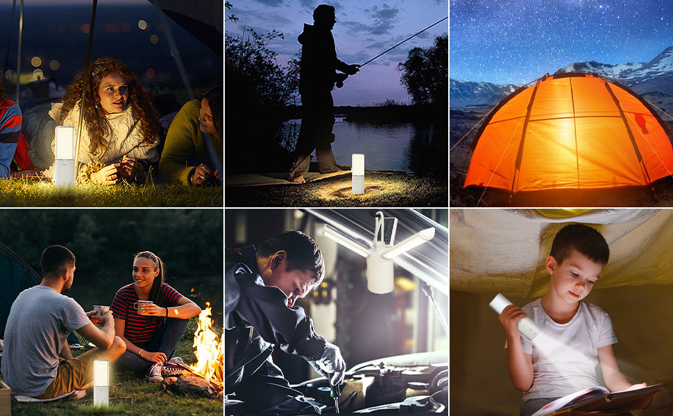 LED кемпінговий ліхтар Wholede 8000mAh з USB/сонячною зарядкою, димування, для наметів, риболовлі, походу, надзвичайних ситуацій