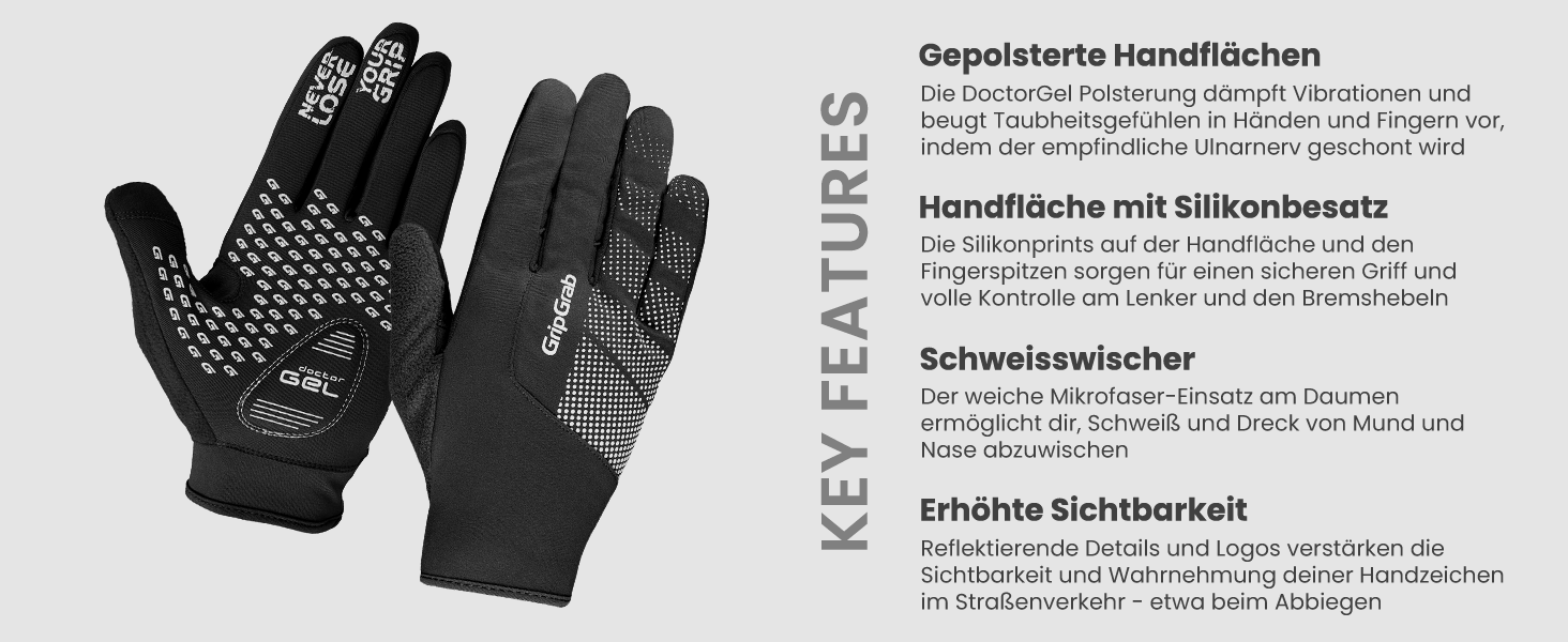 Велосипедні рукавички GripGrab Ride: тонкі, непромокаючі, з антиковзаючою поверхнею, чорні, розмір M, для перехідного сезону