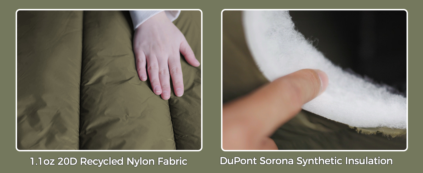 Спальний мішок OneWind для кемпінгу та гамака, 3 сезони, теплий плед, пончо, захист від холоду, ізоляція, для відпочинку на природі, піших прогулянок, зелений. Діапазон температур: 2°C~10°C (Deluxe). Розміри: 230x160 см та 200x137 см