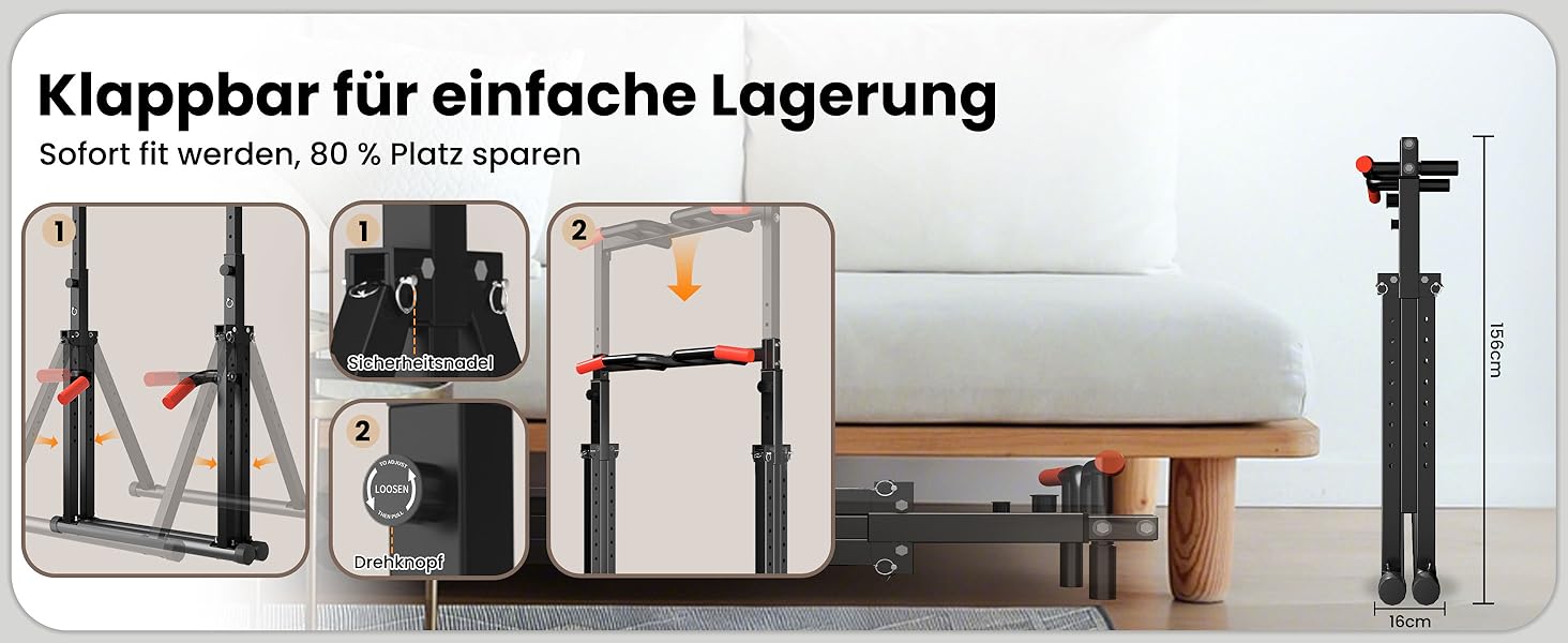 Спортивний комплекс Klimmzugstange Freistehend: турнік, бруси для віджимань, розкладна штанга для підтягувань, тренажер для дому, силові тренування, фітнес-обладнання (чорний, багатофункціональний)