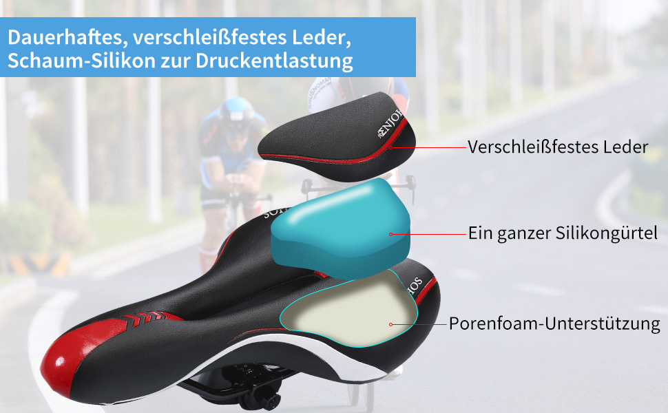Велосипедний сідло ENJOHOS: водонепроникний, PU, для MTB, Trekking, Tour, шосе, чорний
