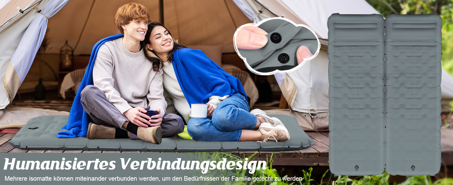 Ізомат FTSMTK самонадувна з помпою, 12 см товщина, для кемпінгу, ультралегка, компактна, надувна, спальний килимок для відпочинку на природі сірого кольору