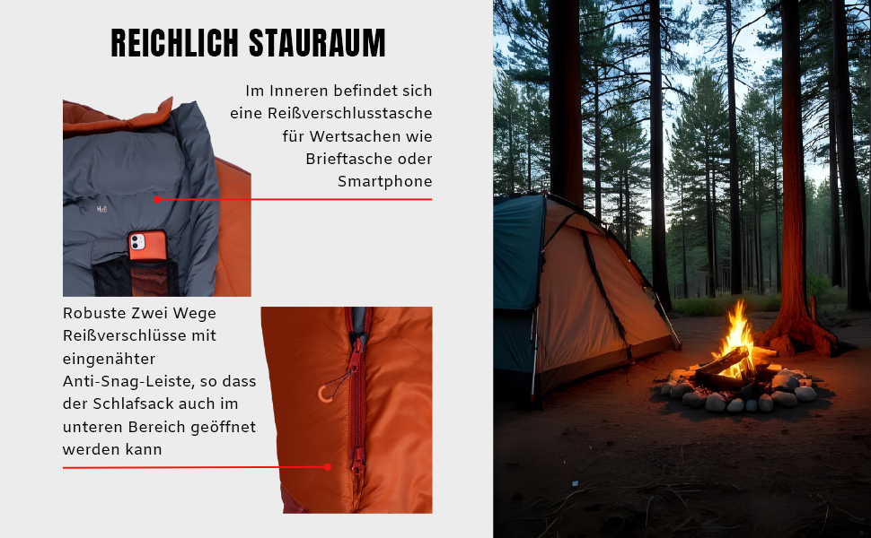 Сплячий мішок Alpinus Ultralight Pro 850 для дорослих, 215x80 см, двошарова ізоляція, оранжево-морський колір