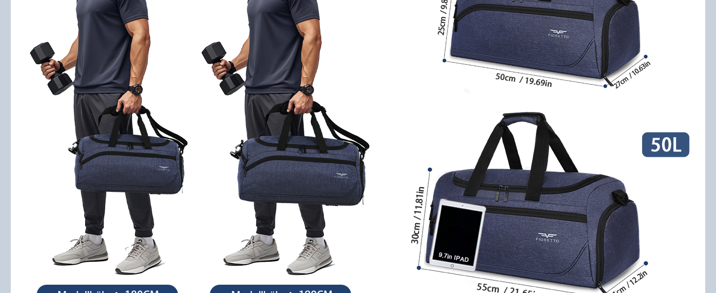 Спортивна та дорожня сумка FIORETTO 35L з відділенням для взуття та мокрих речей, водонепроникна, для тренувань, спортзалу, подорожей, плавання, сауни, футболу, фіолетовий