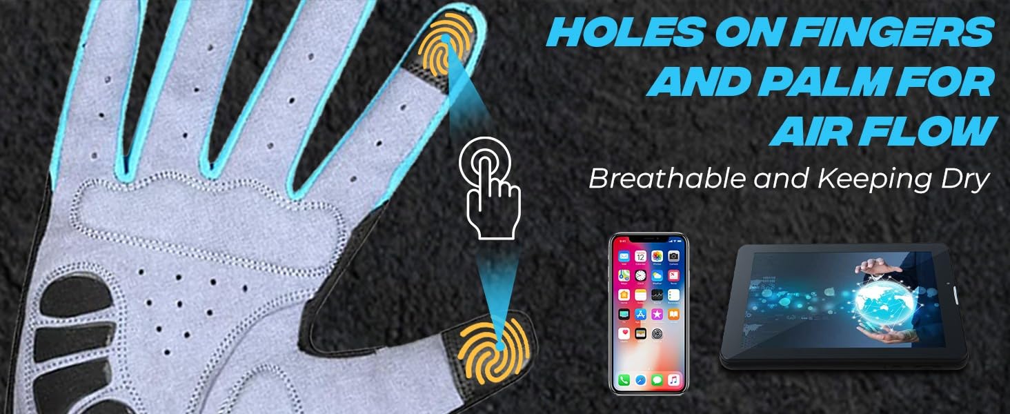 Велосипедні рукавички Westwood Fox WFX для гірського велосипеда (MTB) з повною пальцями, сенсорний екран, антиковзаючі, для жінок та чоловіків, чорні