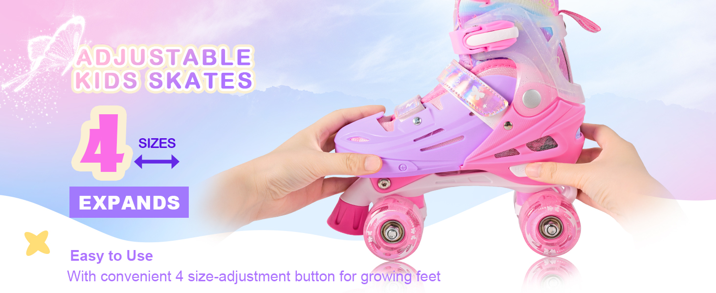 Роликові ковзани 2PM SPORTS для дітей: регульовані, рожево-блакитні, розмір 32-36 EU