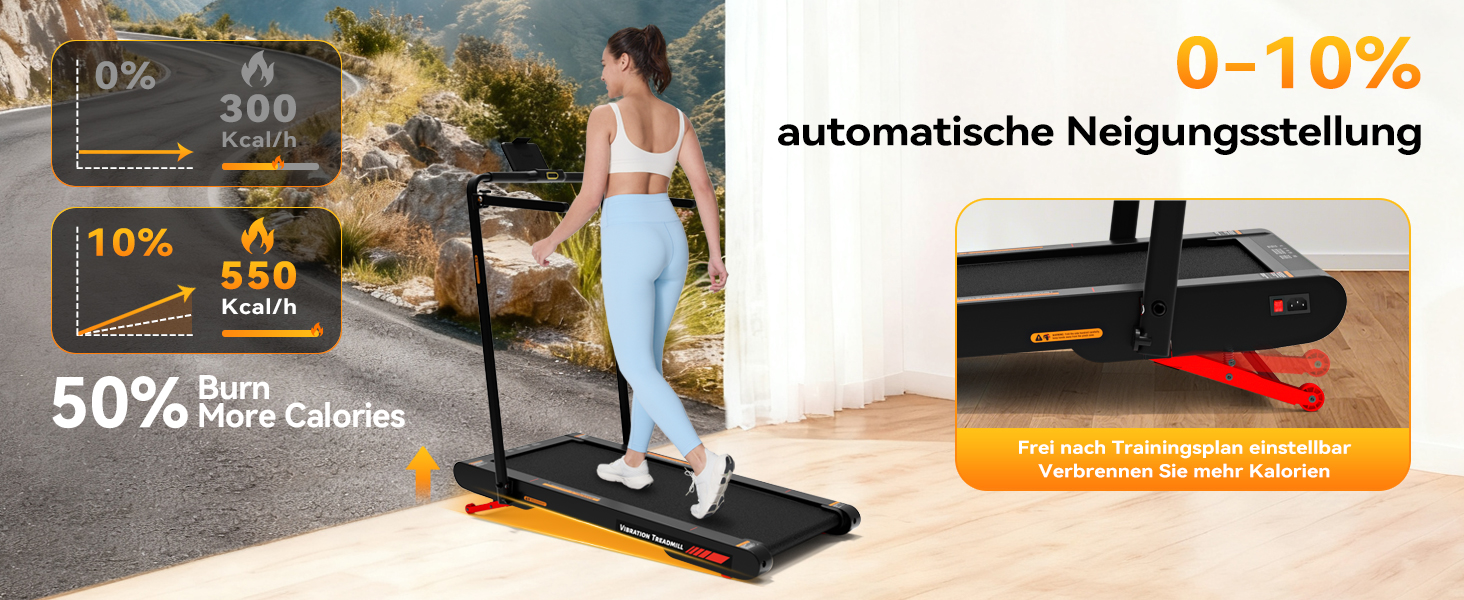 Sperax 4-в-1 біговий килимок з вібрацією для дому та офісу. Швидкість 0.3-6 км/год, з додатком, 400W, без монтажу (чорний)