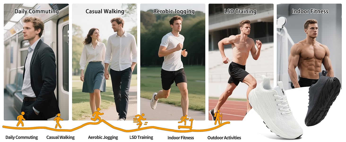 Кросівки для бігу та повсякденного носіння Unisex, білі, 37-46 EU. Зручні, з амортизацією, широка колодка, для фітнесу, тренувань, ходьби.