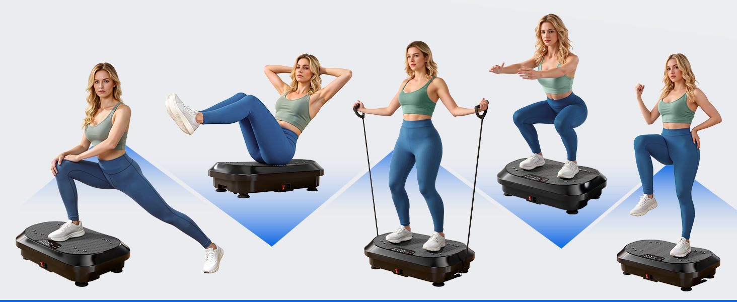 Вібраційна платформа для тренувань з Bluetooth-динаміками – 120 рівнів інтенсивності, для фітнесу вдома, лімфодренажу та формування тіла, чорна