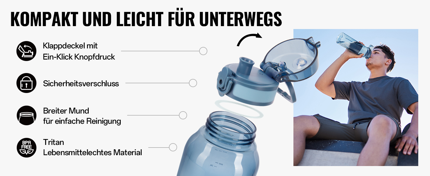 Дитяча пляшка для води UZSPACE 600 мл, спортивна, непроливальна, для школи, прогулянок, білого кольору