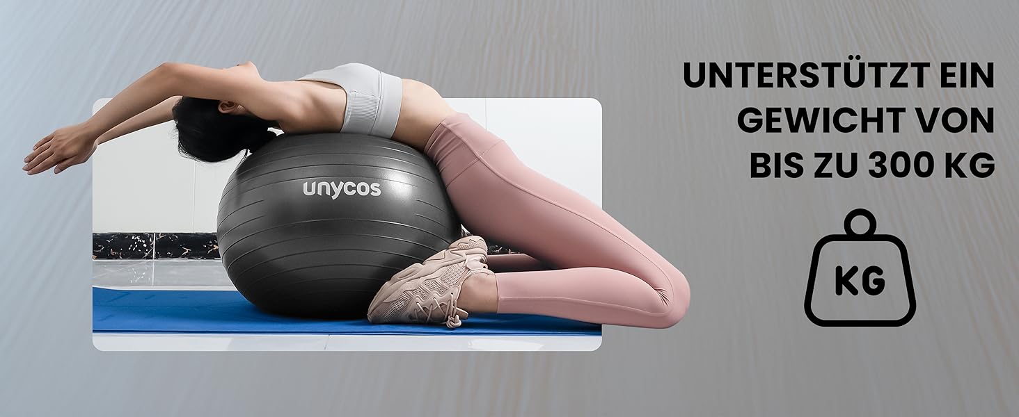 Фітбол Unycos 55/65/75 см: фітнес, йога, баланс, пілатес | з насосом, анти-burst, BPA-Free