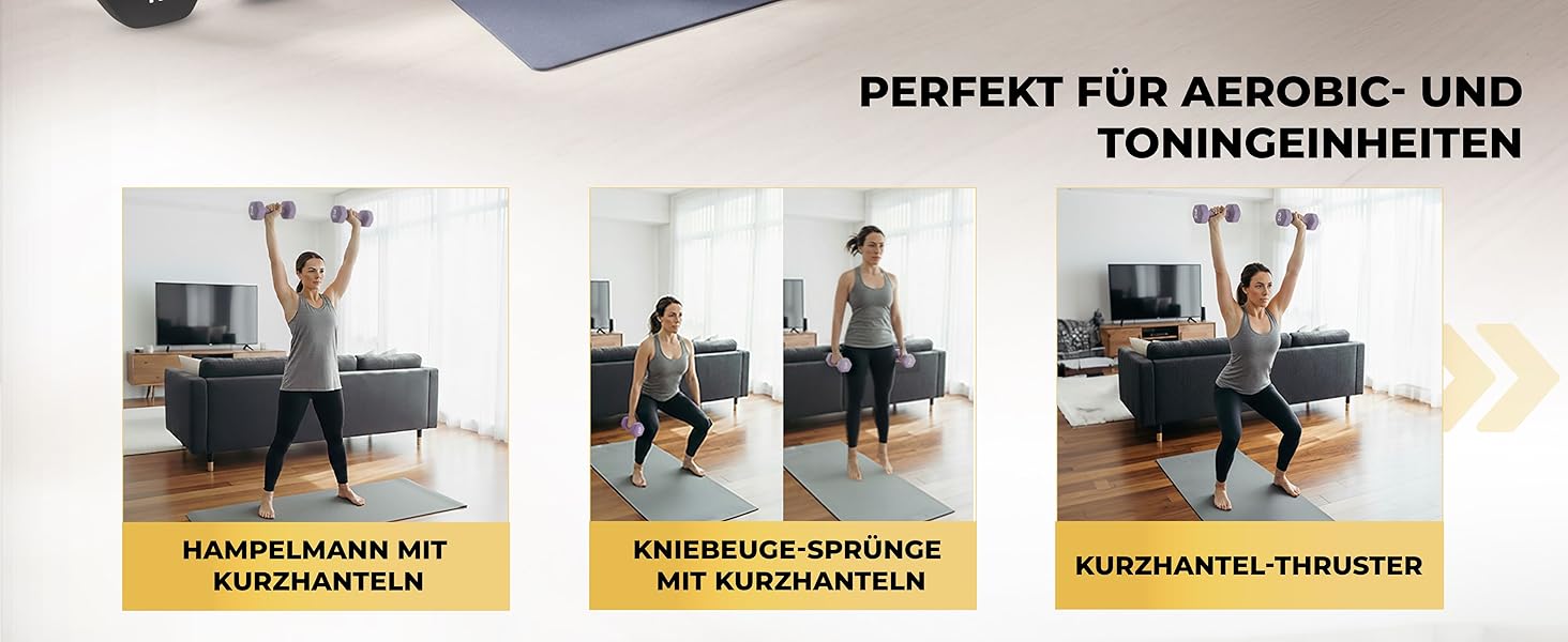 Набір гантелей HQ Germany® 2x5 кг, рожевий, для фітнесу та Pilates, Home Gym, без запаху