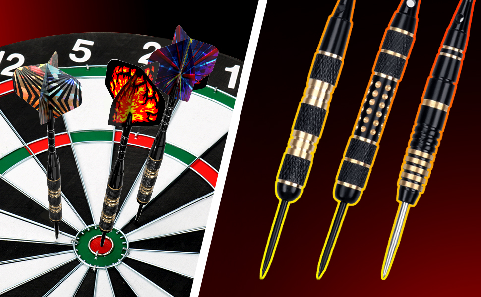 Професійні дротики Alyoen Metallspitze (12 шт) 20/24/26 г з аксесуарами: алюмінієві стебли, пір'я, точилка, захист наконечників, гумові кільця