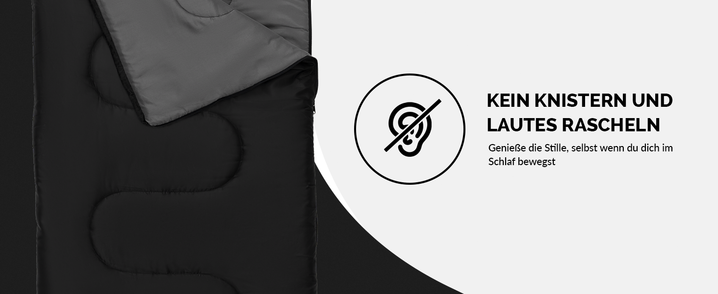 Спальний мішок для кемпінгу з капюшоном до -3°C з подушкою - теплий зимовий та літній спальник 3-4 сезони (75 x 220 см) - туристичний спальник для жінок та чоловіків (чорний, 280GSM)