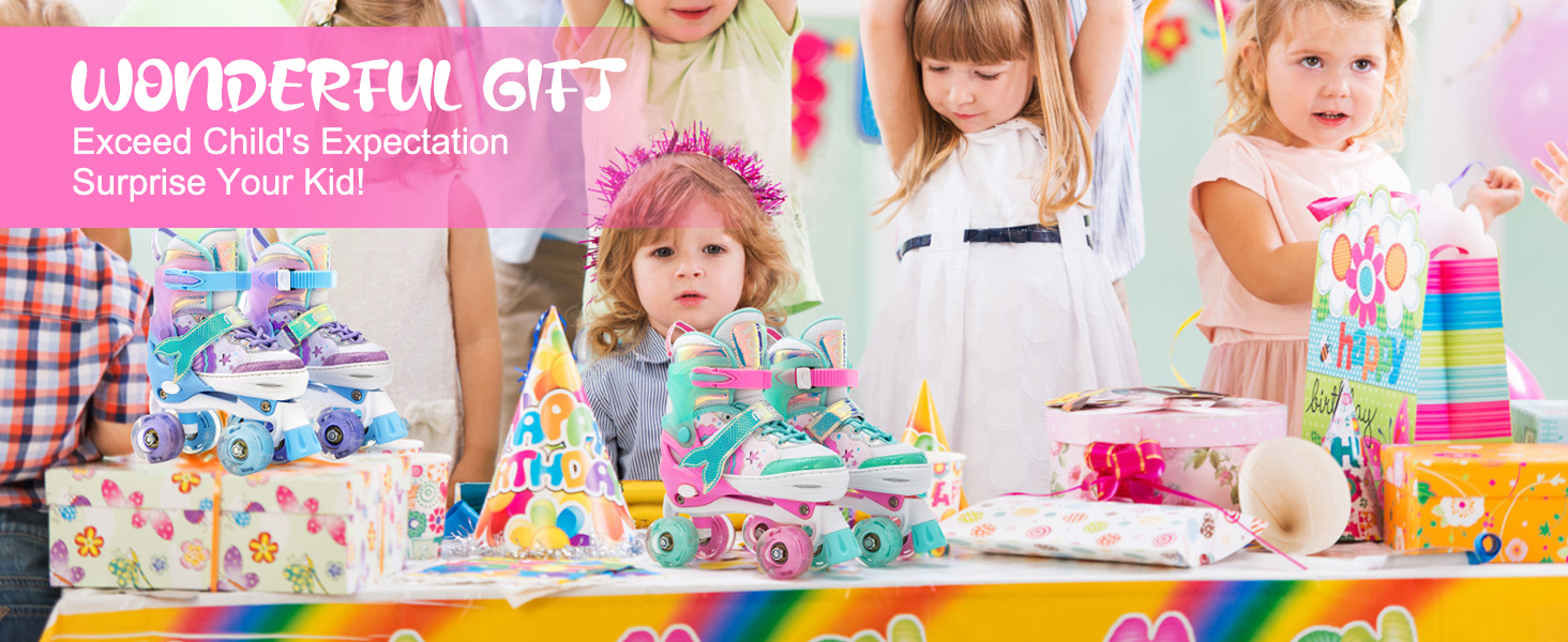 Роликові ковзани NEMONE для дівчаток, розміри 32-36 EU, блакитний/фіолетовий, регульовані, для дому та вулиці