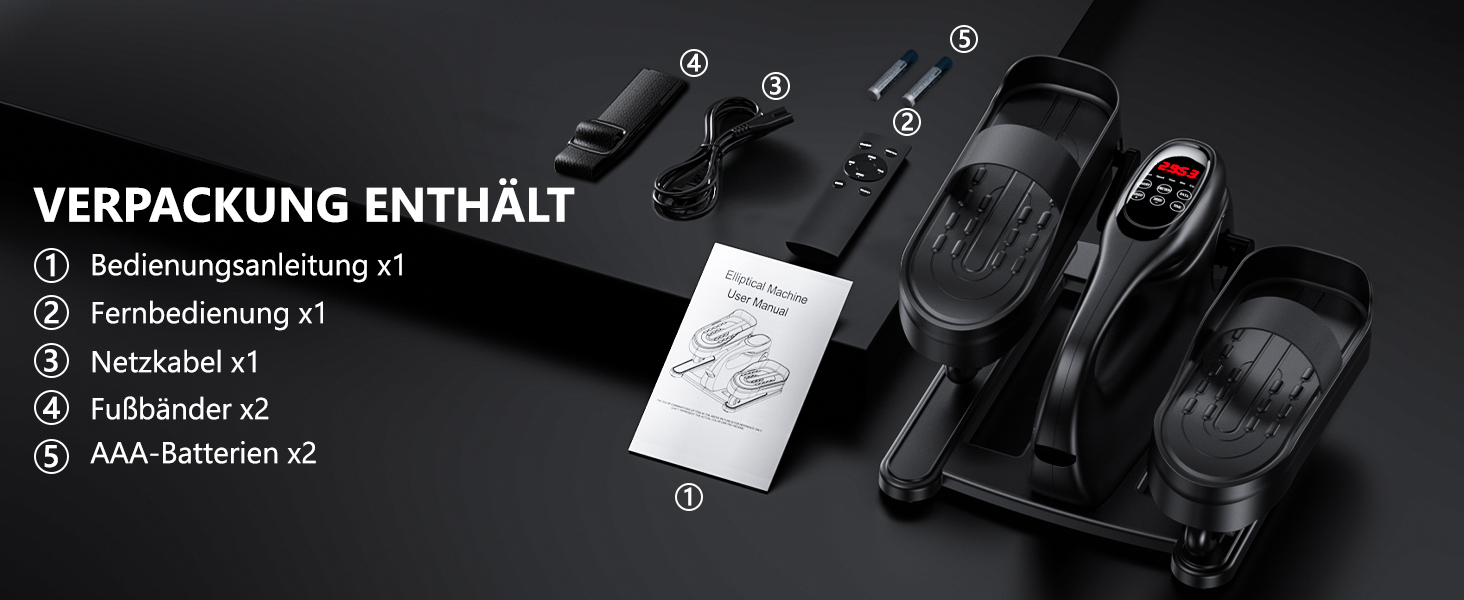 MOMODA Міні електричний тренажер для дому, компактний еліптичний тренажер під стіл, дисплей, 12 швидкостей, тихий та портативний, для дорослих та людей похилого віку