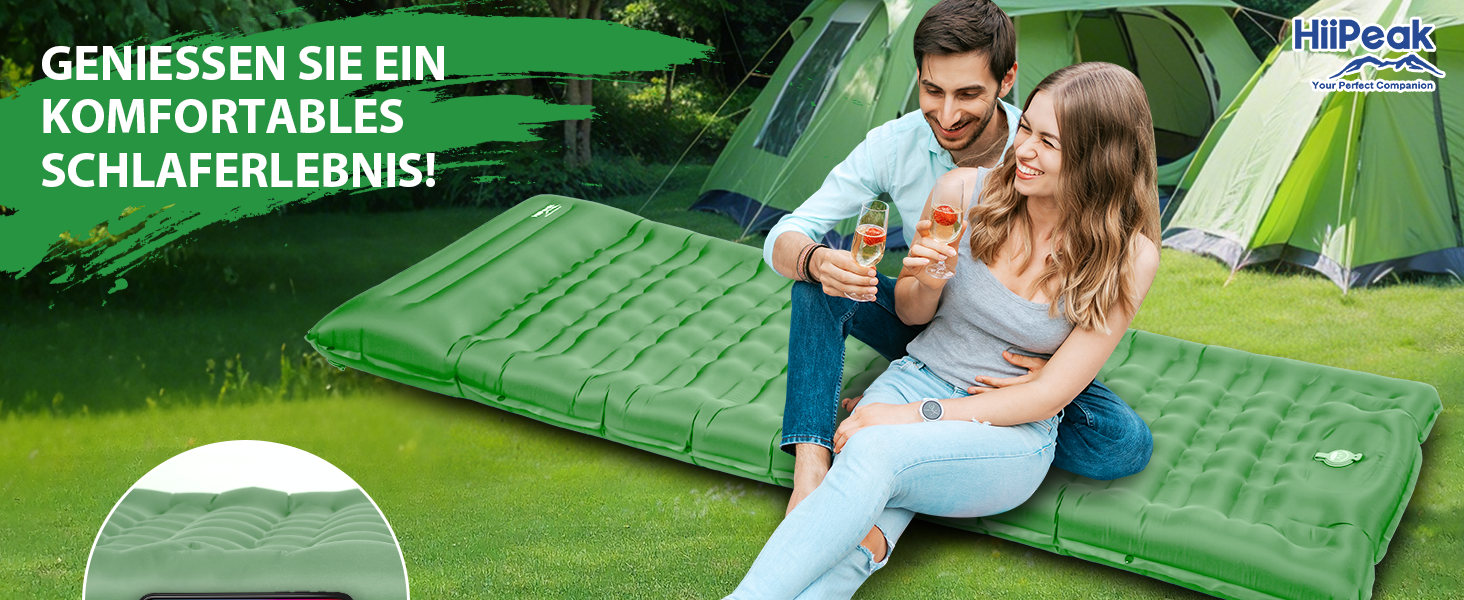 Каремат самонадувний HiiPeak Isomatte 12 см, зелений. Легкий, компактний, з інтегрованими подушками. Ідеальний для кемпінгу та відпочинку на природі.