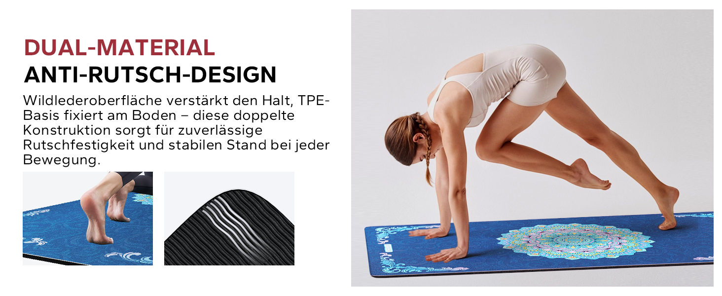 Йога мат HAPBEAR XXL: широка, спортивна, фітнес-мат з антиковзаючим покриттям 198x137 см / 183x116 см / 6 мм, надзвичайно міцна, для пілатесу, тренажерного залу, дому, тренувань, зелена