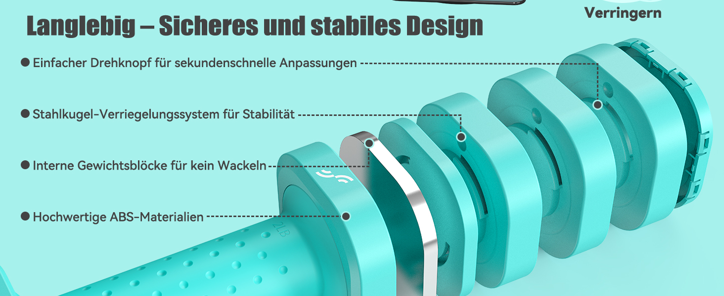 Sportneer Регульовані гантелі для жінок - набір з 2 гантелей (0,9–2,3 кг кожна), 4-в-1 набір гантелей з неслизьким ТПУ-покриттям, набір гантелей для домашнього спортзалу, фітнесу та силових тренувань (Блакитний)