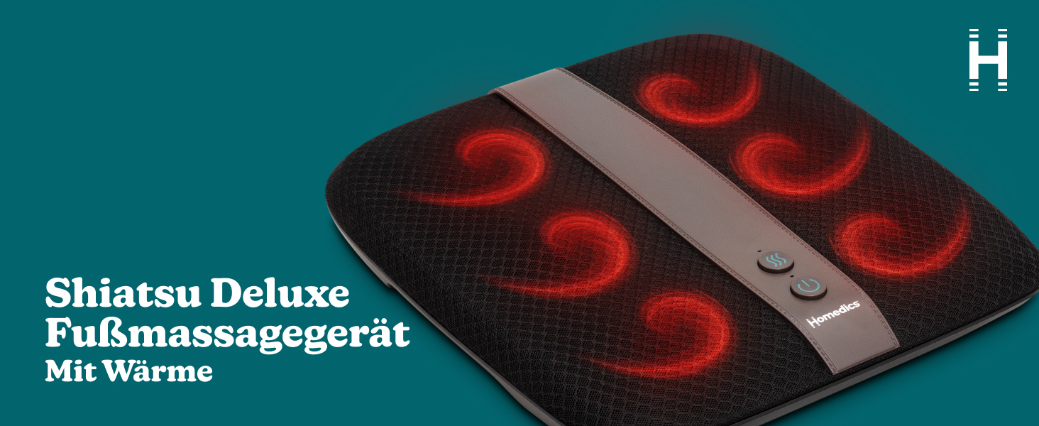 Електричний масажер для ніг HoMedics Shiatsu Deluxe з підігрівом - Шиацу масаж, 28 рухомих головок, управління дотиком до пальців ніг, для зняття болю та втоми