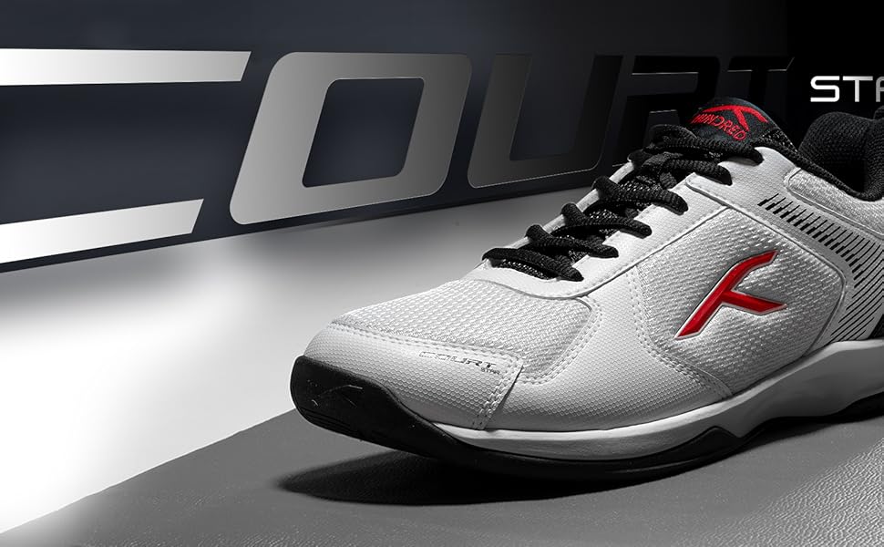 Професійне бадмінтонне взуття Hundred Court Star для чоловіків, чорно-червоне, 44 EU, не залишає слідів