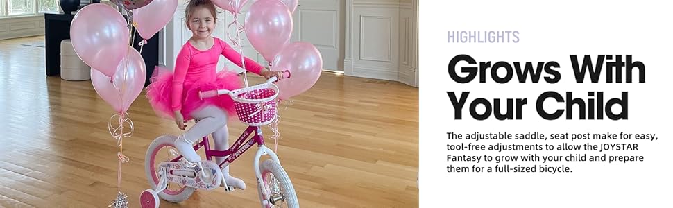 JOYSTAR Fairy - дитяче велосипед 16 дюймів для дівчаток 5-7 років, з стабілізатором та кошиком, ліловий