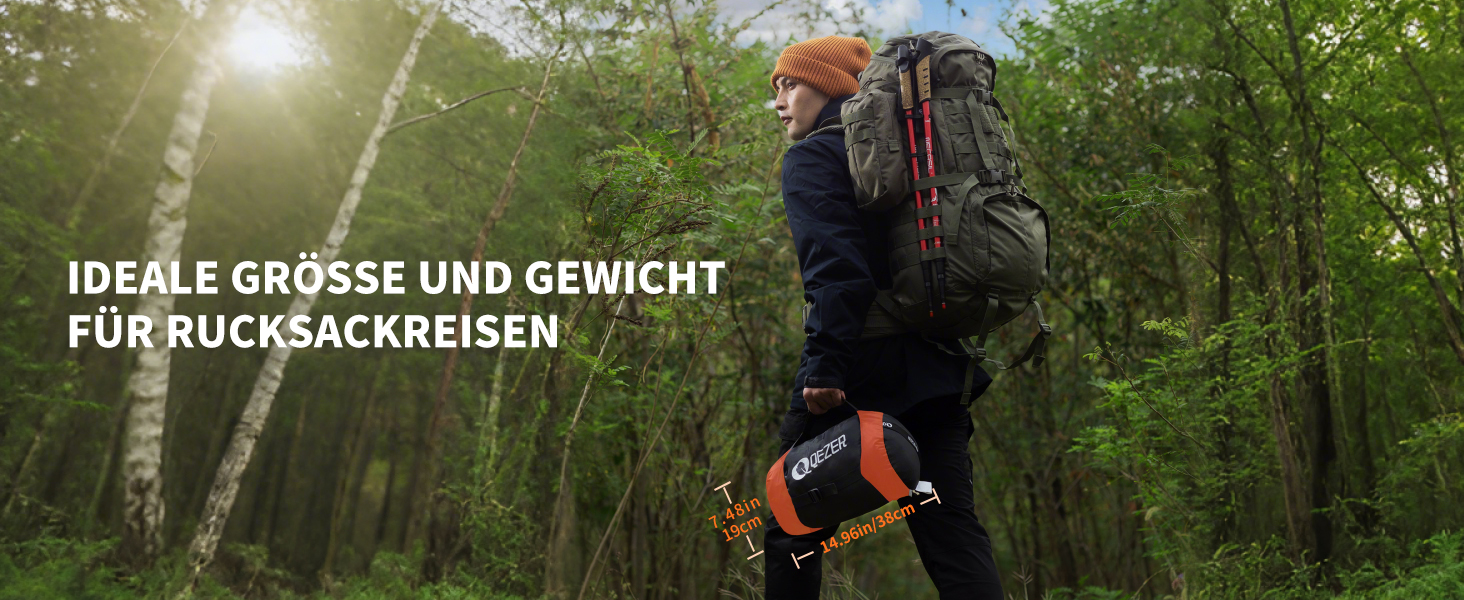 Сплячий мішок пуховий зимовий, 600FP+ Premium, 12°C -24°C, 3-4 сезони, для кемпінгу, трекінгу, походів, оранжевий