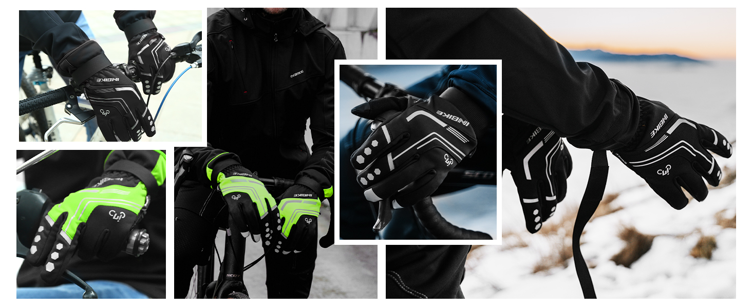 Зимові рукавички INBIKE з Thinsulate, Winddicht, сенсорний екран, для велоспорту, катання на лижах та сноуборді, IF966, Зелений, M