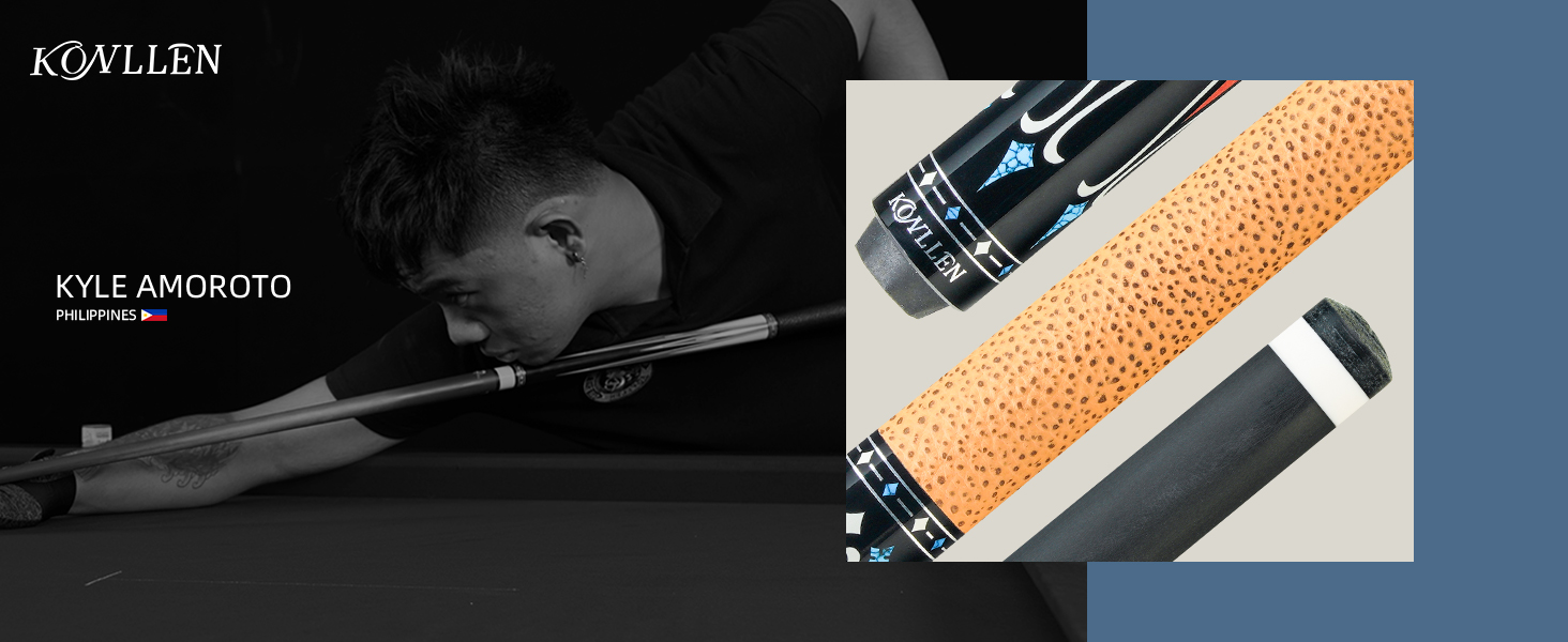 KONLLEN Billardqueue з карбону, 58 дюймів, професійний бик для дорослих, технологія Vollcarbon, низький коефіцієнт відхилення, бик для більярду з наконечником 12,5 мм (Pro Taper, ультрагладкий) KL-09