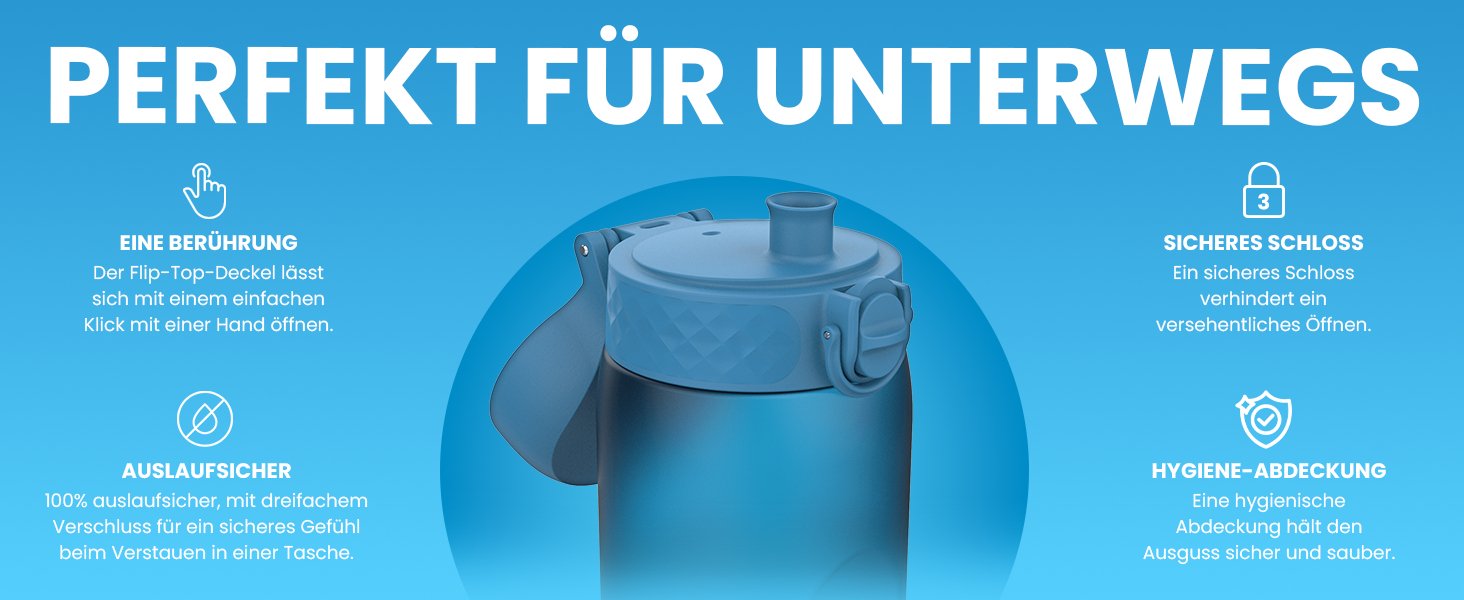 Пляшка для води Ion8 1 літр, 1000 мл, не протікає, зручна для спорту, BPA-free, з кришкою на засувці, легко миється, для фітнесу та тренажерного залу