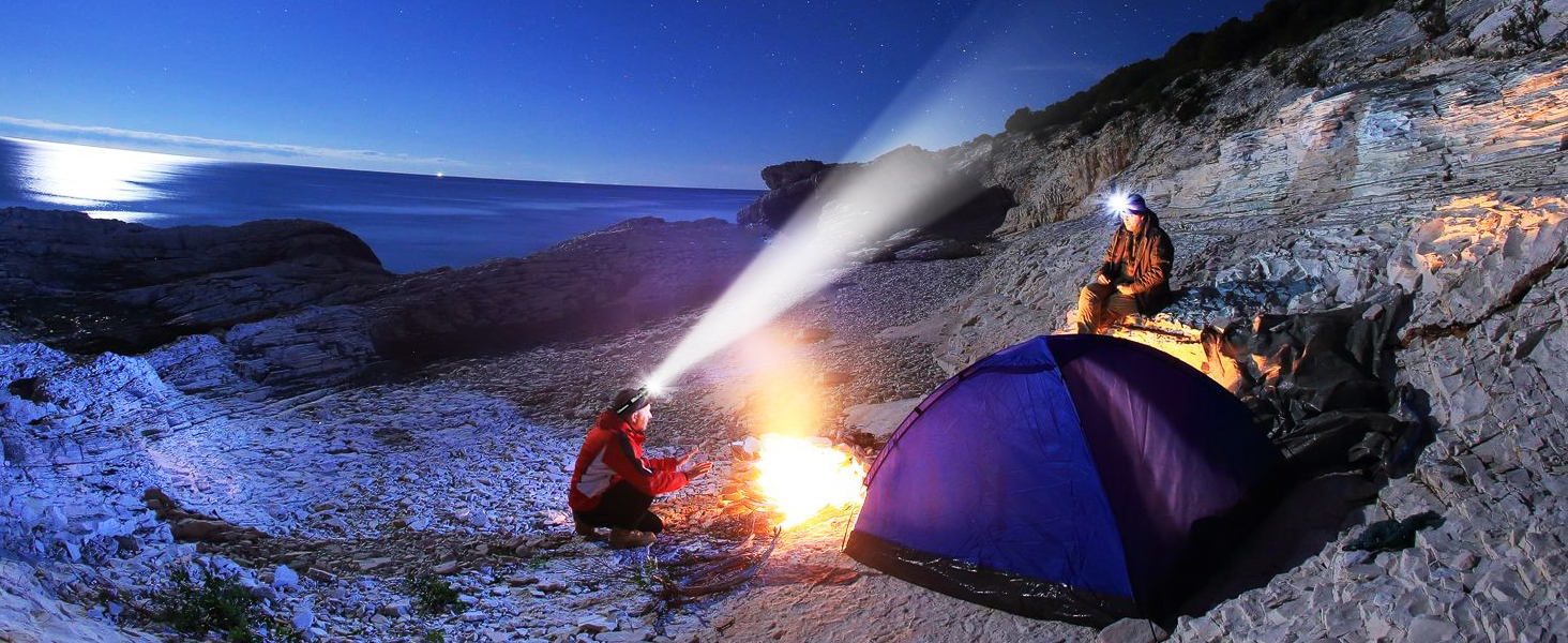 Налобний ліхтар LED, 2 шт. - перезарядна суперяскрава модель з 5 режимами, біле та червоне світло, IPX4 вологостійкий, регульований кут 60° для бігу/кемпінгу/дорослих