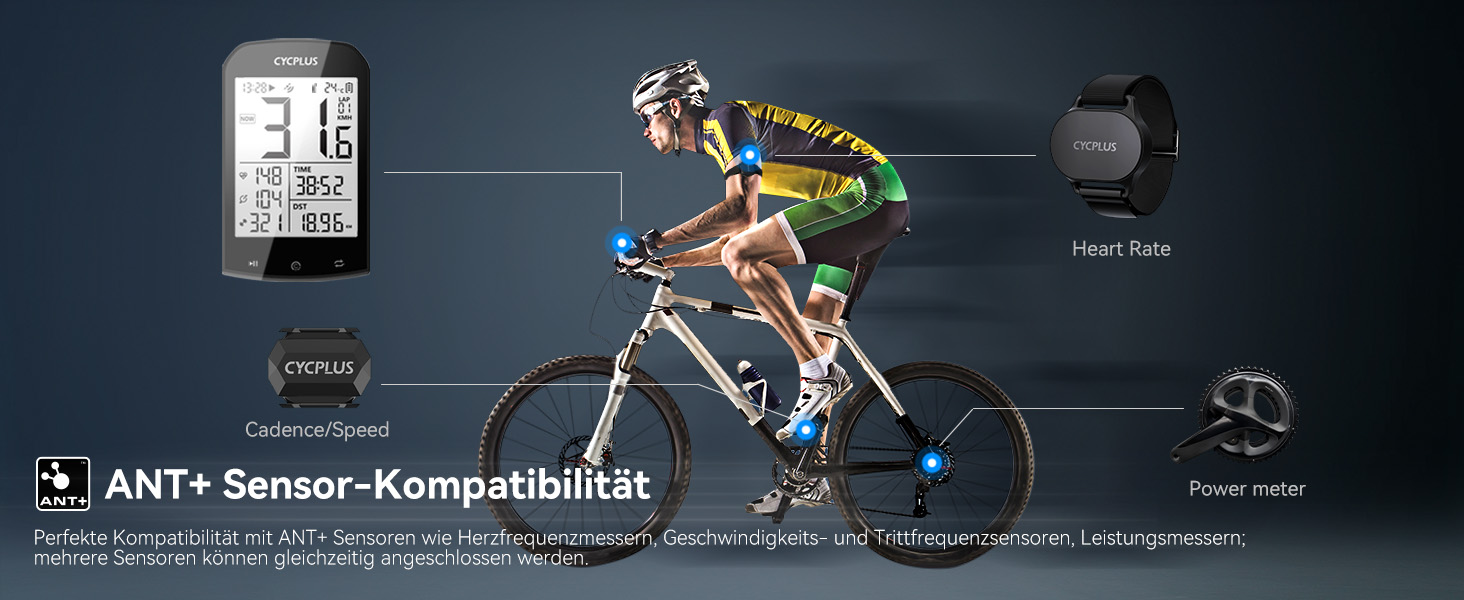 Велокомп'ютер CYCPLUS GPS бездротовий, водонепроникний з ANT+ Bluetooth, LCD 2.9