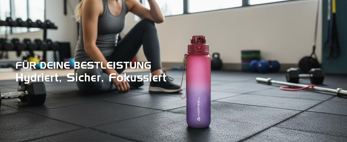 Спортивна пляшка для води AOPREL 1Л з фільтром, Tritan BPA-free, герметична пляшка для фітнесу, походів та офісу, зелена