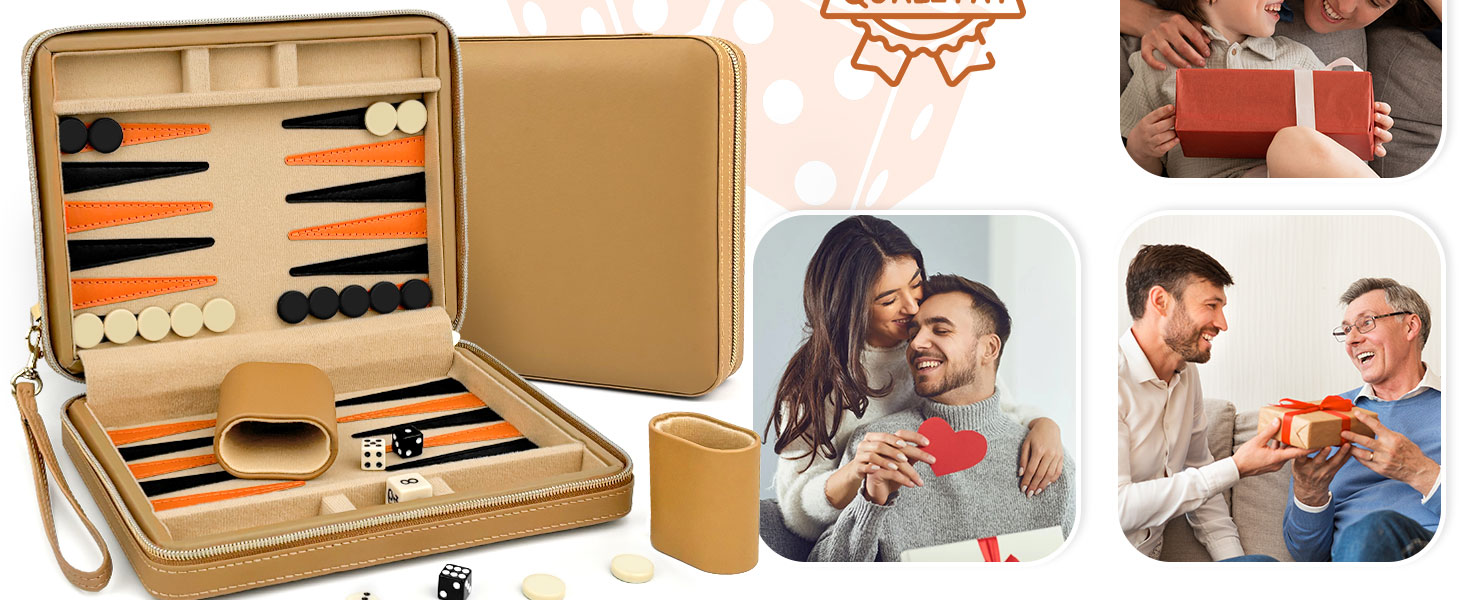 Набір для гри в нарди Lohofrnny, переносний, класичний, для дорослих та дітей (колір: коричневий)