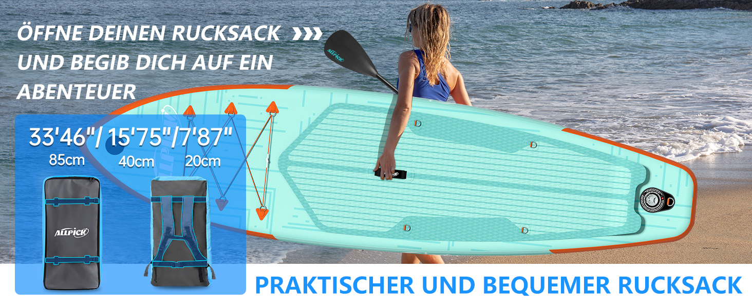 Надувний SUP Борд ALLPICK Premium Set: Комплектація для початківців та професіоналів, 200 кг, з тримачем для камери