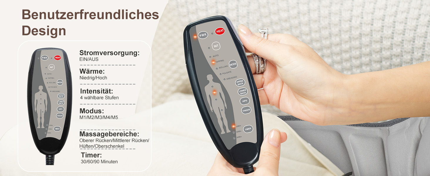 Масажне сидіння Snailax з підігрівом та вібрацією: 10 моторів, для спини та шиї, для дому та офісу, Бежевий