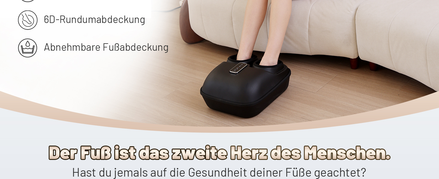 Масажер для ніг BeSokar Shiatsu з пультом, 6D-кнесірування, ролики, повітряна компресія, 3 рівні інтенсивності, теплова терапія