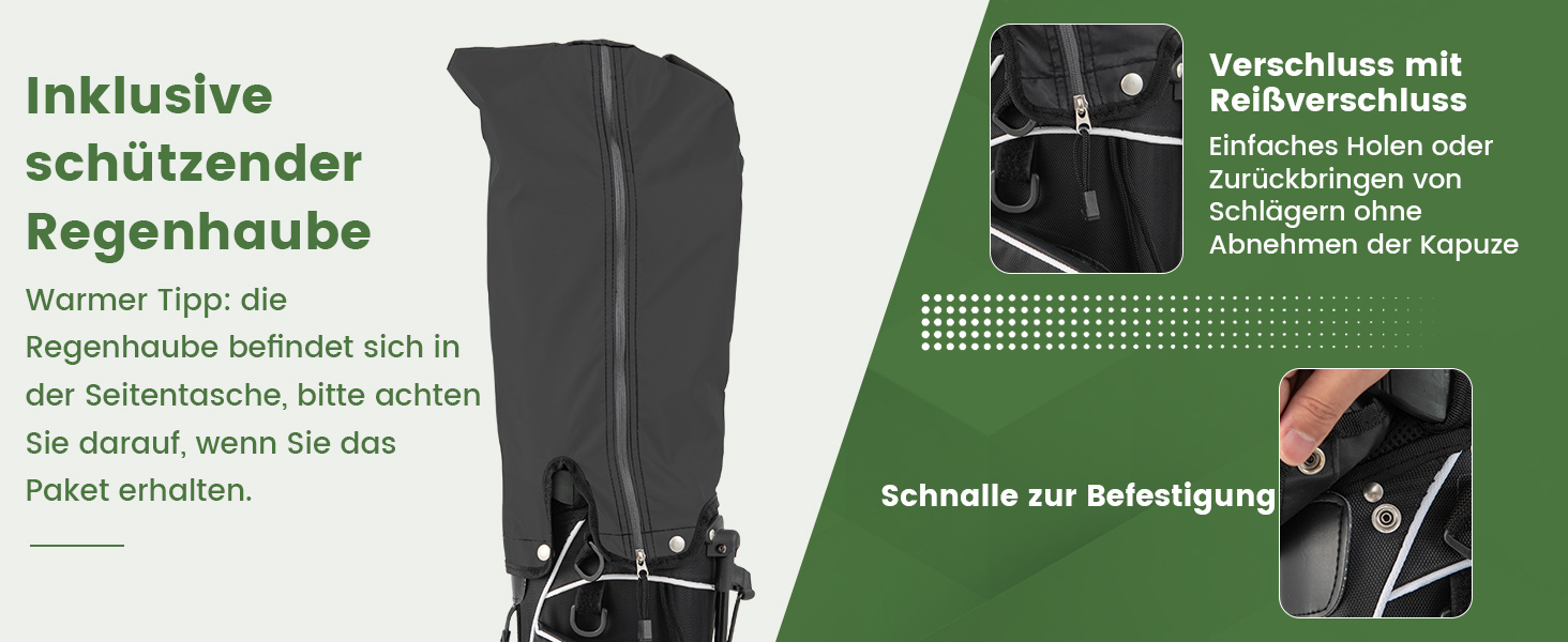 Чорна сумка для гольфу COSTWAY з підставкою, водонепроникною кришкою та 4 відділеннями, легка переносна сумка з відділенням для головок та ременем, для жінок та чоловіків